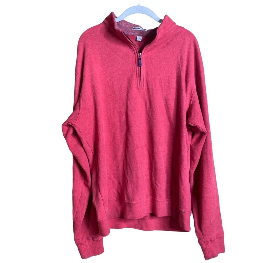 Peter Millar men’s red 100% cotton quarter zip pullover sweater large